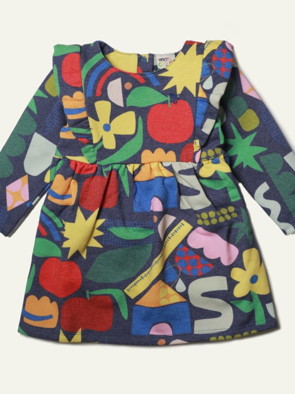 NWT! Mon Coeur Recycled Cotton Toddler Ruffle Dress - Blue Ribbon Multi - 18/24M